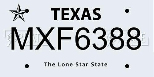 MXF6388 Texas License Plate