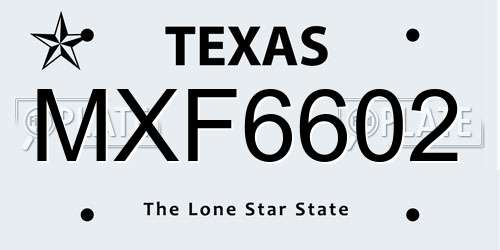 MXF6602 Texas License Plate