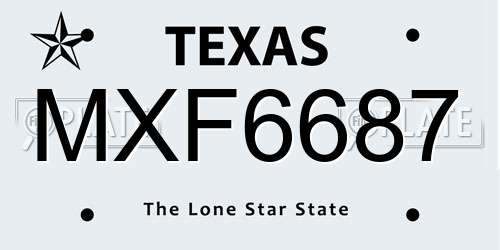 MXF6687 Texas License Plate