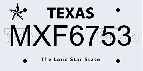 MXF6753 Texas License Plate