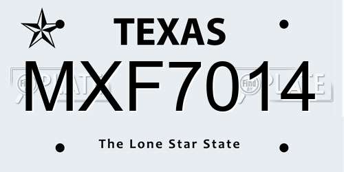 MXF7014 Texas License Plate
