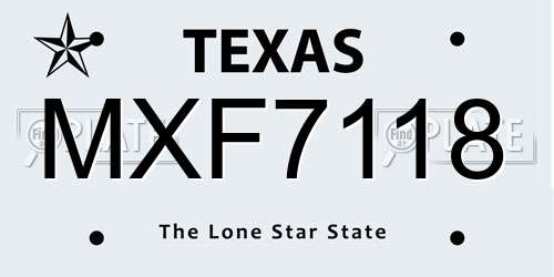 MXF7118 Texas License Plate