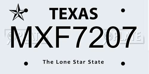 MXF7207 Texas License Plate