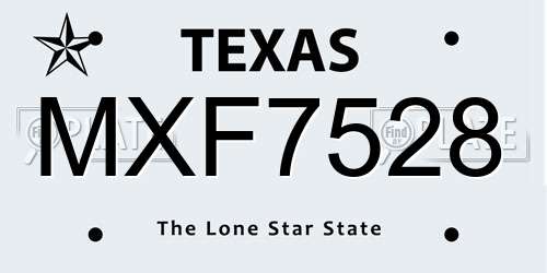 MXF7528 Texas License Plate