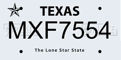 MXF7554 Texas License Plate