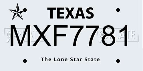 MXF7781 Texas License Plate