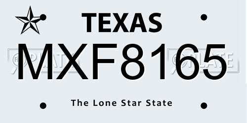 MXF8165 Texas License Plate