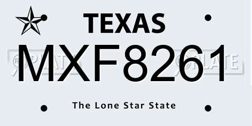 MXF8261 Texas License Plate
