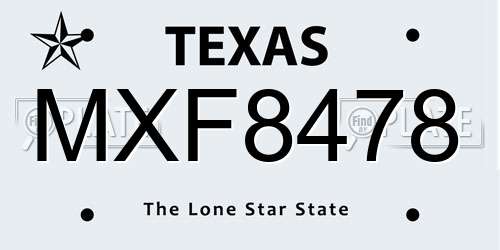 MXF8478 Texas License Plate