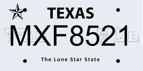 MXF8521 Texas License Plate