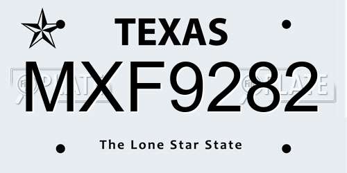 MXF9282 Texas License Plate