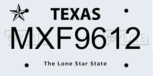 MXF9612 Texas License Plate