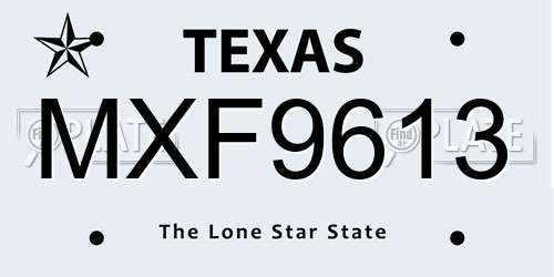 MXF9613 Texas License Plate