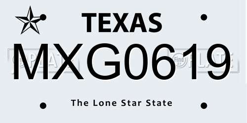 MXG0619 Texas License Plate