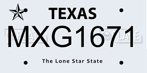 MXG1671 Texas License Plate