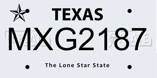 MXG2187 Texas License Plate