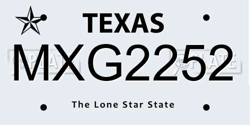MXG2252 Texas License Plate