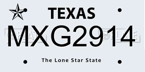 MXG2914 Texas License Plate