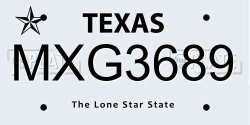 MXG3689 Texas License Plate