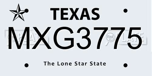 MXG3775 Texas License Plate