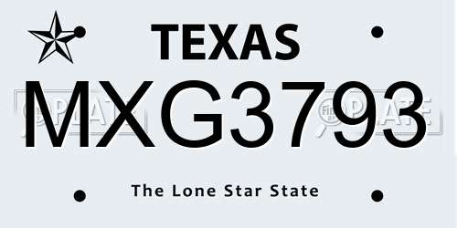 MXG3793 Texas License Plate