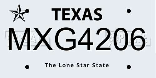 MXG4206 Texas License Plate