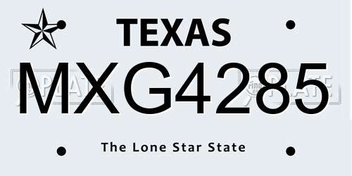 MXG4285 Texas License Plate