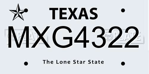 MXG4322 Texas License Plate