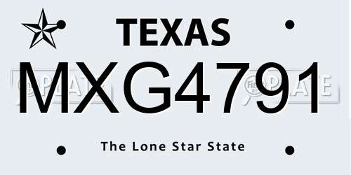 MXG4791 Texas License Plate