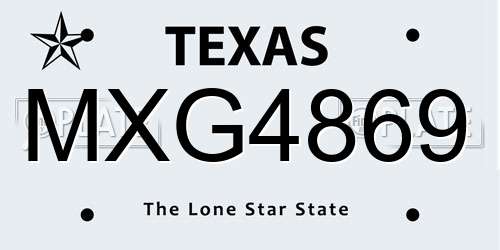 MXG4869 Texas License Plate