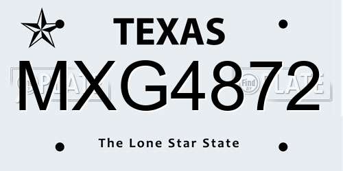 MXG4872 Texas License Plate