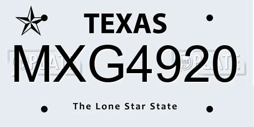 MXG4920 Texas License Plate