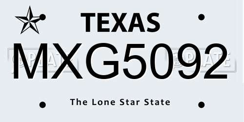 MXG5092 Texas License Plate
