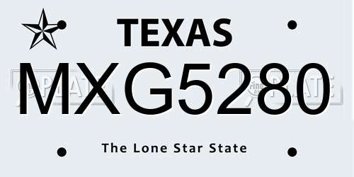 MXG5280 Texas License Plate