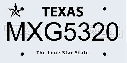 MXG5320 Texas License Plate