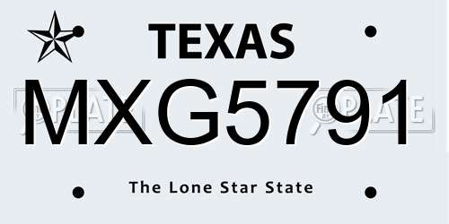 MXG5791 Texas License Plate
