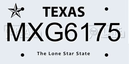 MXG6175 Texas License Plate