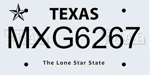 MXG6267 Texas License Plate