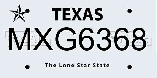 MXG6368 Texas License Plate