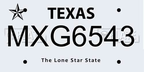 MXG6543 Texas License Plate
