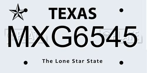 MXG6545 Texas License Plate