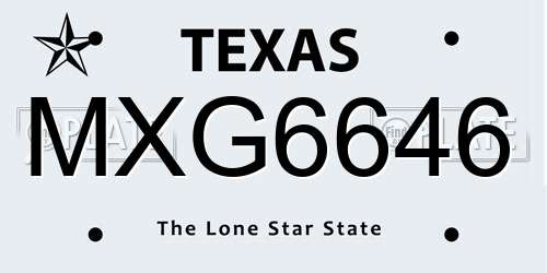 MXG6646 Texas License Plate