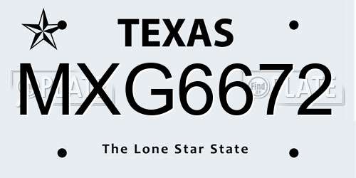 MXG6672 Texas License Plate