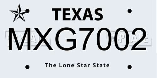 MXG7002 Texas License Plate