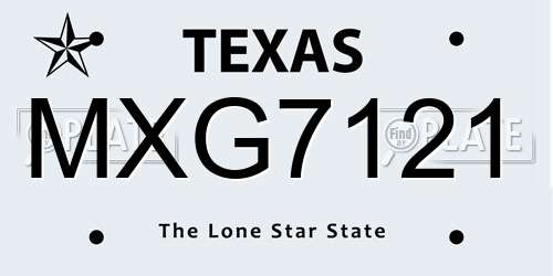 MXG7121 Texas License Plate