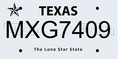 MXG7409 Texas License Plate