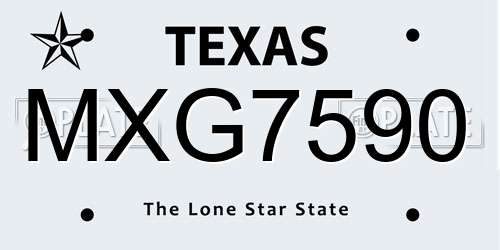 MXG7590 Texas License Plate