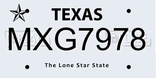 MXG7978 Texas License Plate