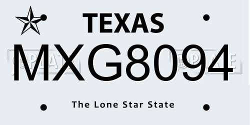 MXG8094 Texas License Plate