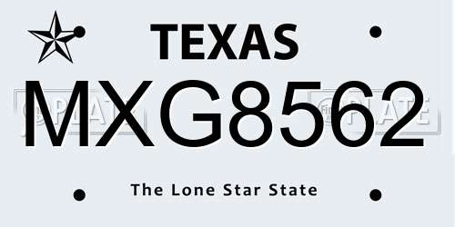 MXG8562 Texas License Plate
